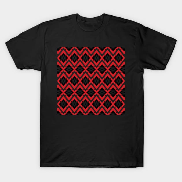 Red and black modern bohemian pattern T-Shirt by SamridhiVerma18